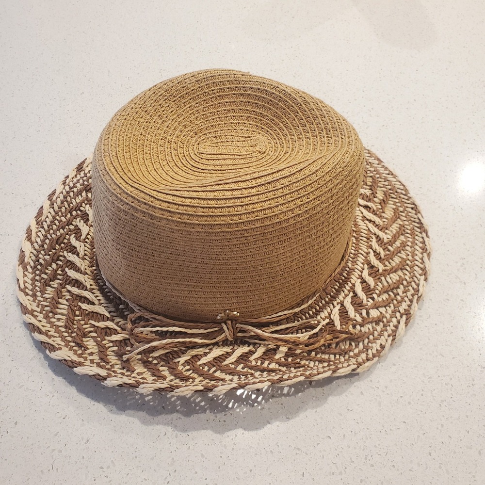 Cappelli Straworld Straw Sun Hat Womens OS Brown Tan Woven Boater Brim